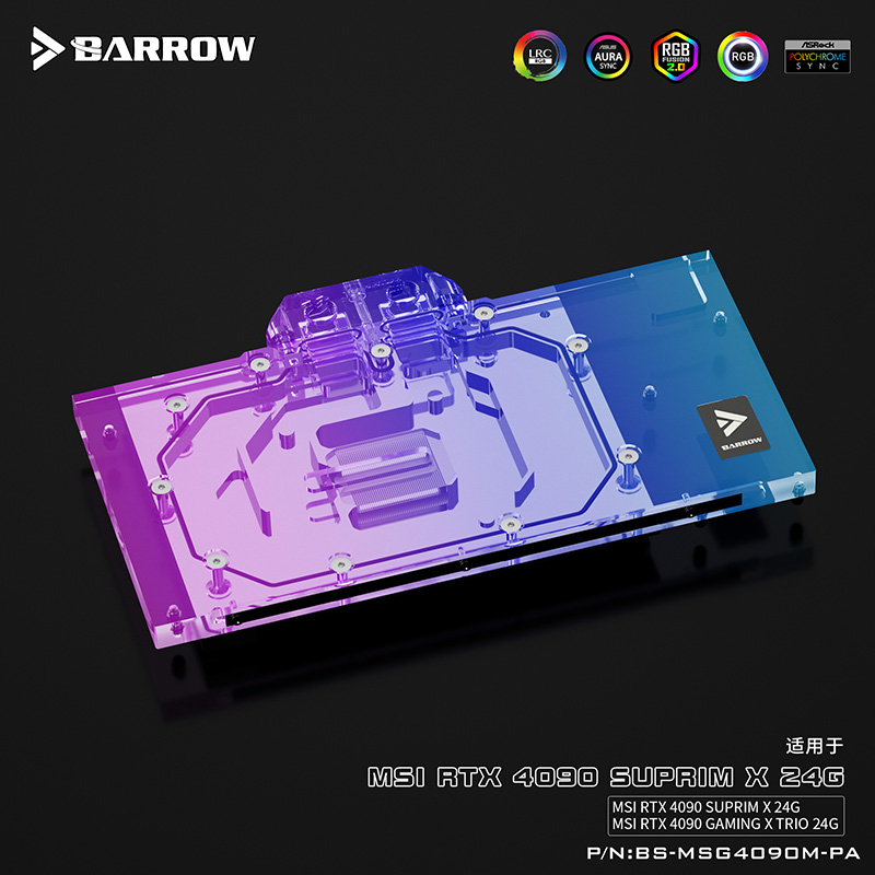 Rtx 4090 Water Block Full Cover - BARROW G1/4 インチ フルカバーウォーターブロック MSI RTX